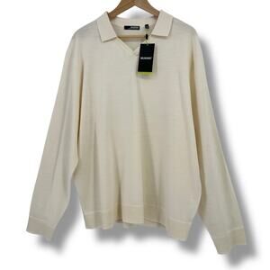 Murano Cream Split Neck Collar Sweater Mens Size XXL